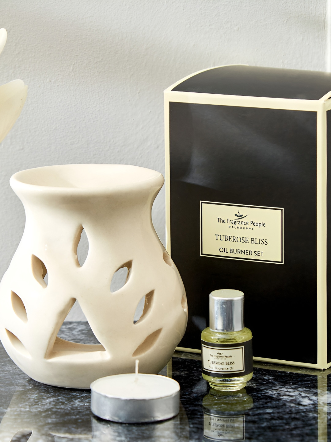 Home Centre White 3 Pieces Boutique Tuberose Bliss Burner Set