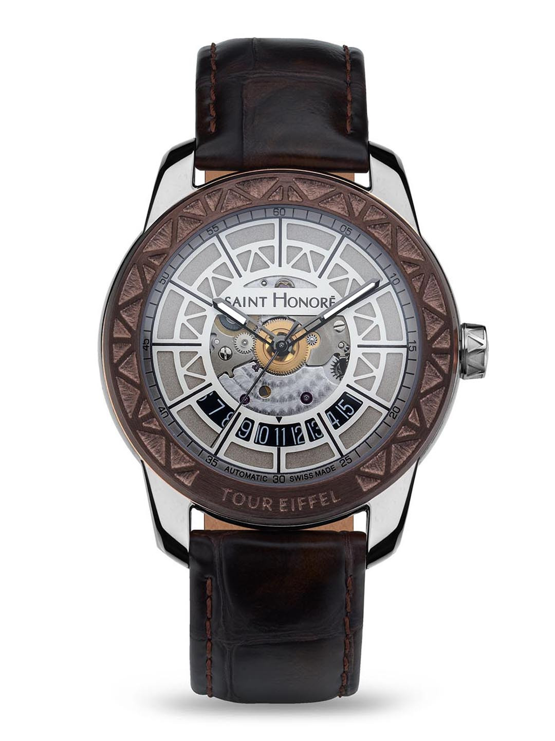 SAINT HONORE PARIS Men Tour Eiffel Automatic White Round watch - H-SH-TE880040-17GAEF