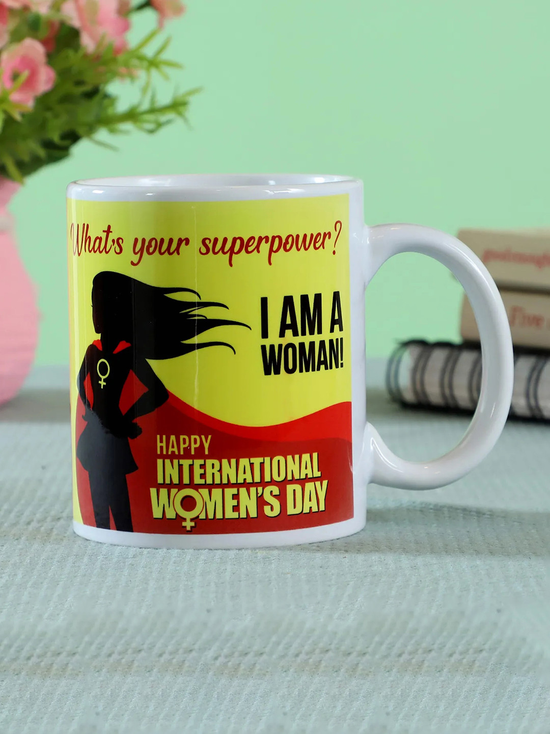 fnp Double Walled White Typography Ceramic Handmade Mug-325ml