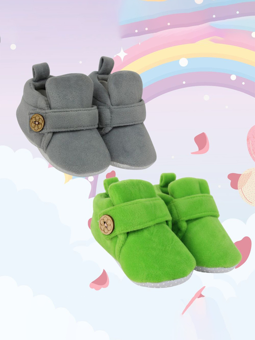 NESKA MODA Set Of 2 Unisex Kids Cotton Booties