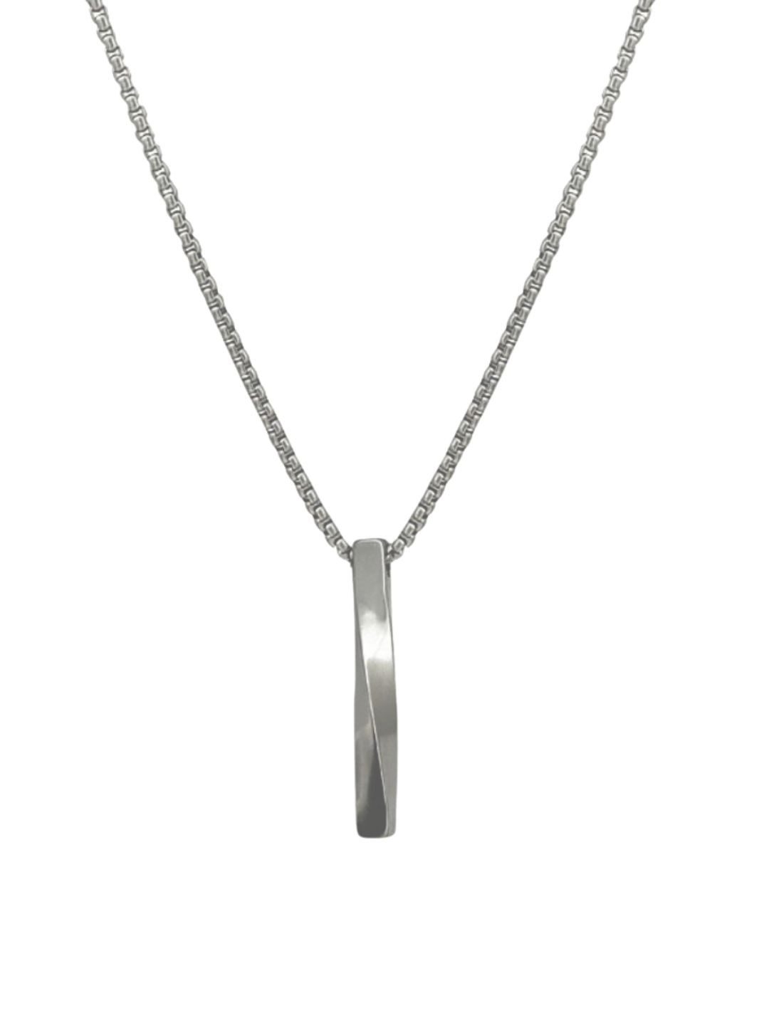 AQUASTREET Unisex Silver Plated Stainless Steel Antitarnish Twisted Pendant Chain