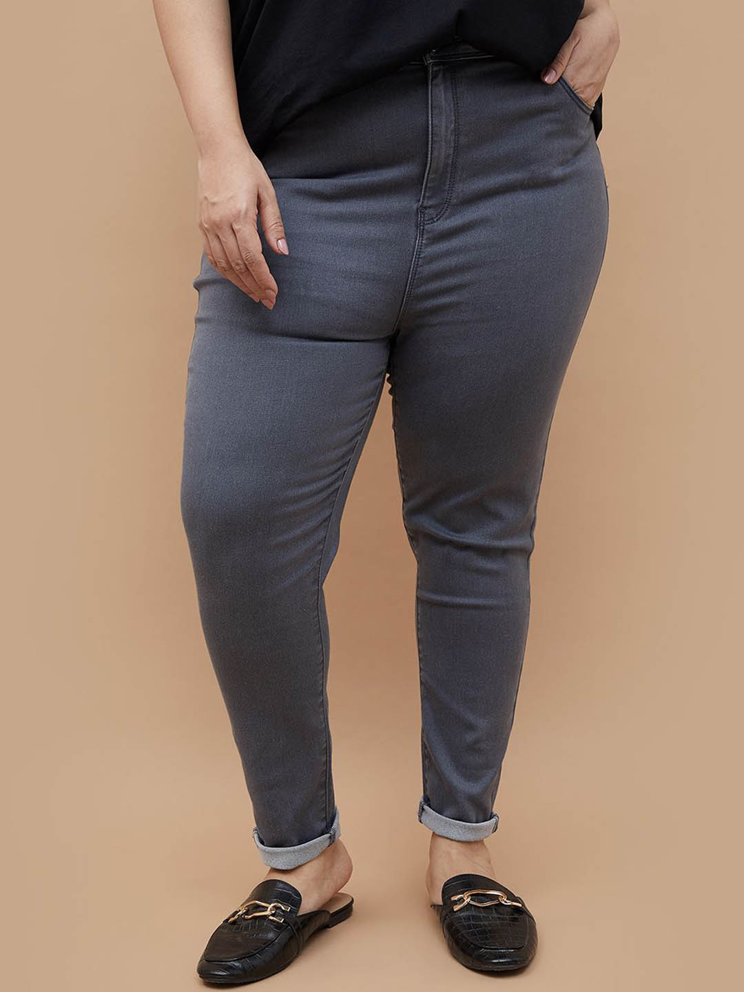Women Plus Size Solid Jeans