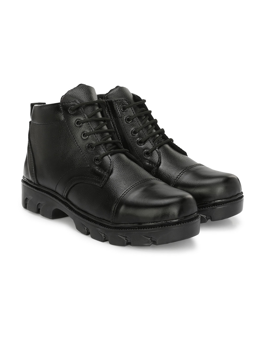 SHOE DAY Men Solid Leather Combat Regular Boots