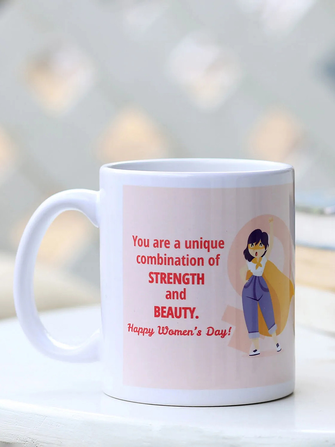 fnp Conical Shaped White Typography Ceramic Handmade Mug-325ml