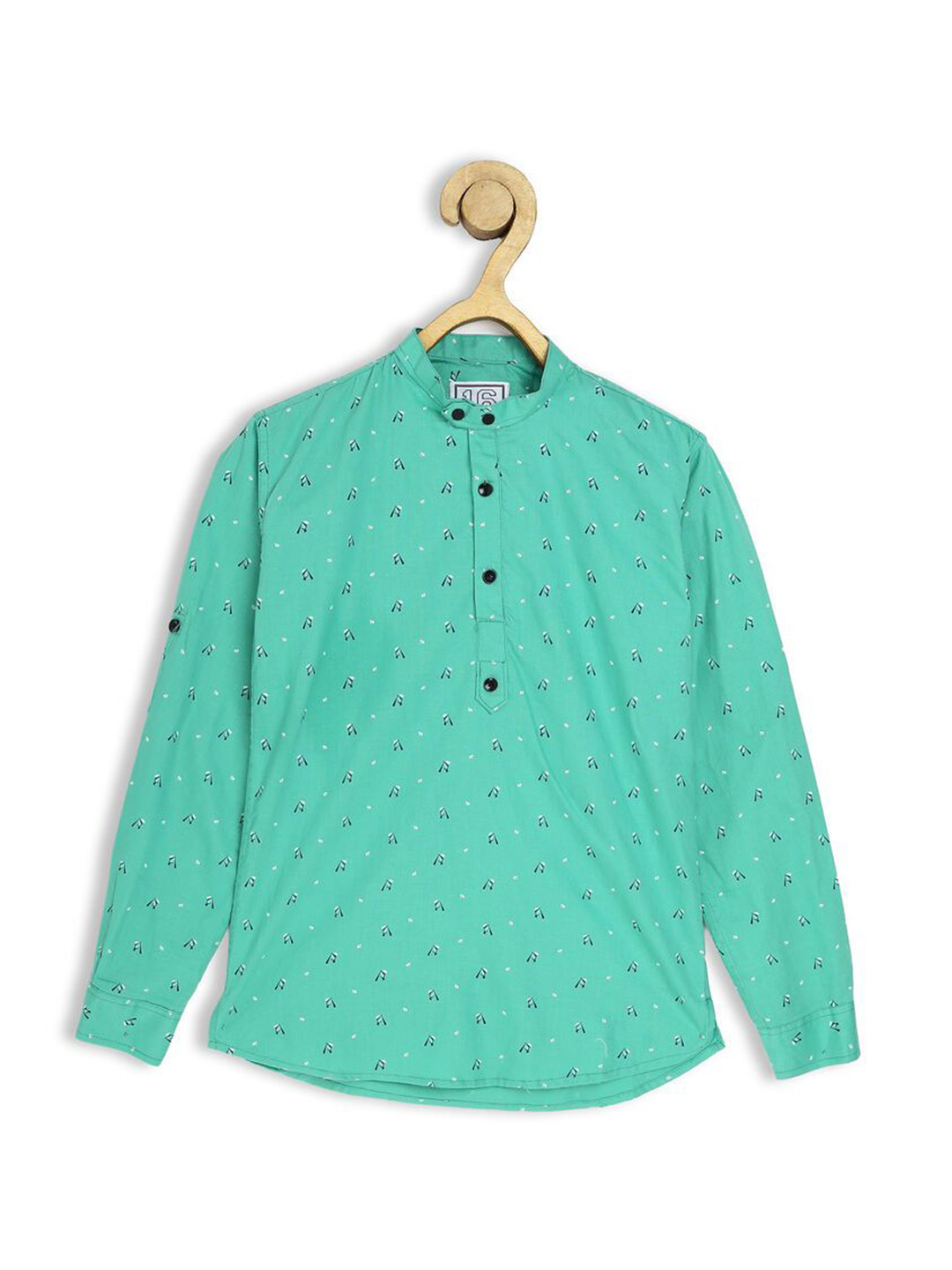 BAESD Boys Comfort Band Collar Micro Ditsy Printed Cotton Casual Shirt