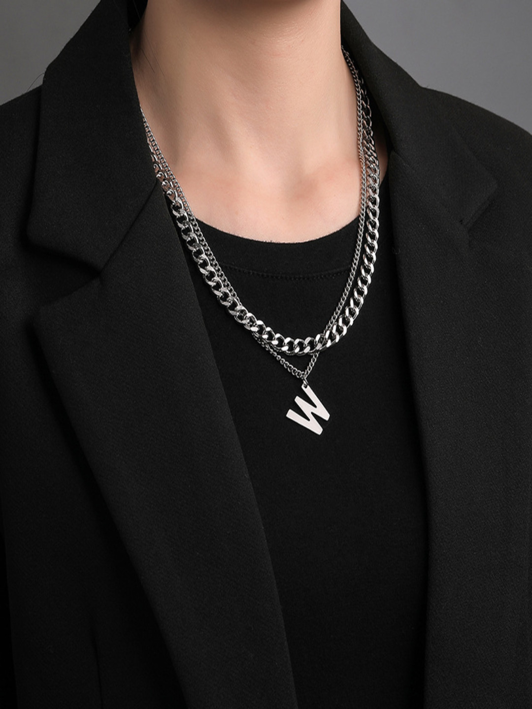 AQUASTREET Unisex Silver Plated Stainless Steel Antitarnish Maddison Chain W Pendant Chain