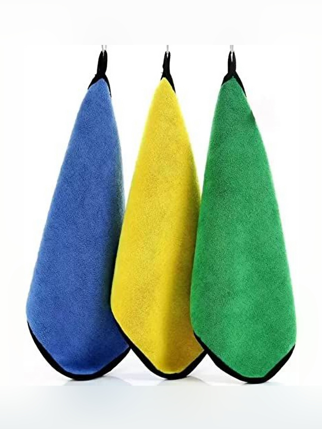 Sparrow world Blue & Yellow 3 Pieces 570 GSM High Absorption Hand Towel