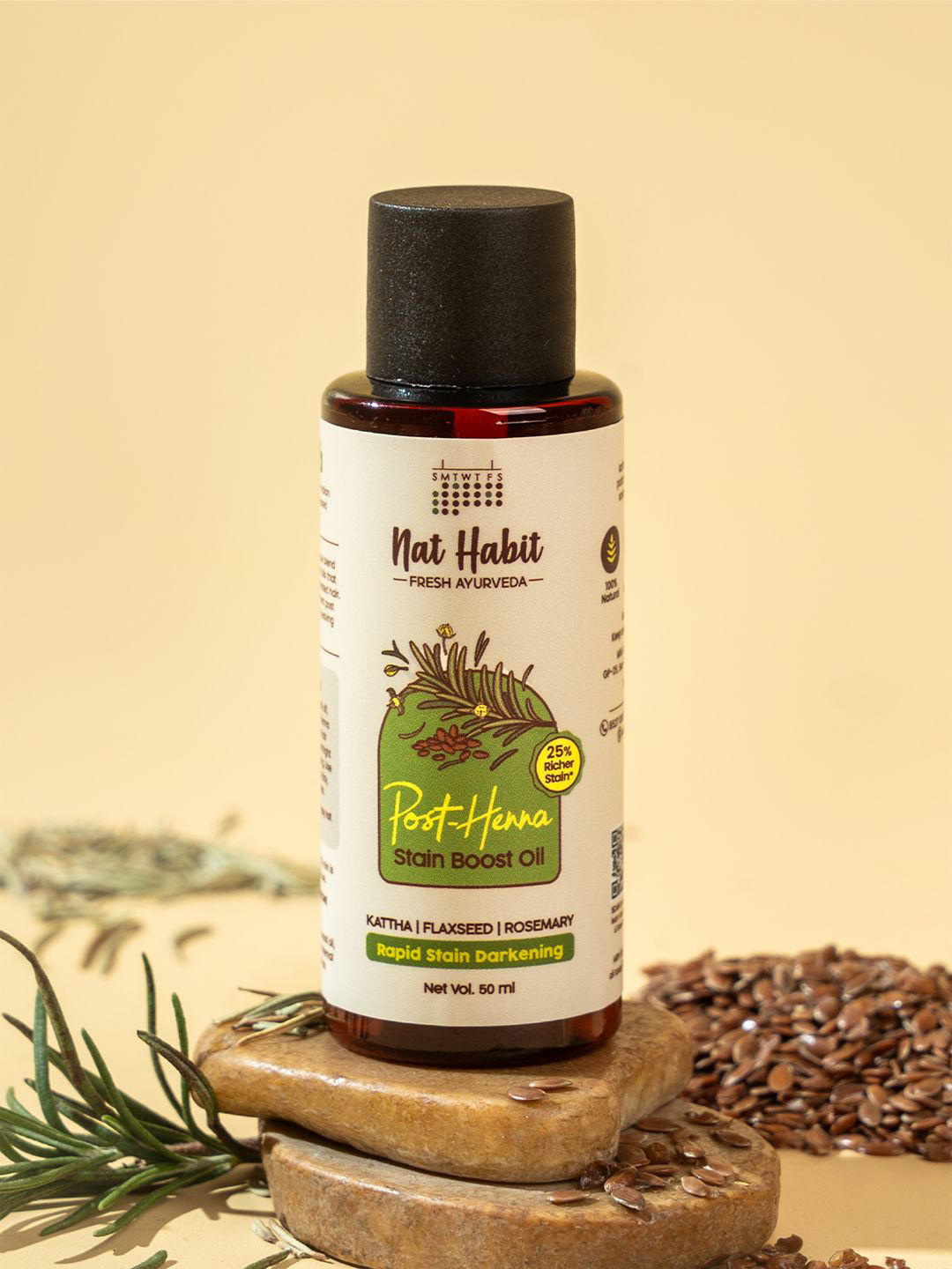 Nat Habit Post Henna Stain Boost Oil for Darkening, Nourishment & Shine - 50ml