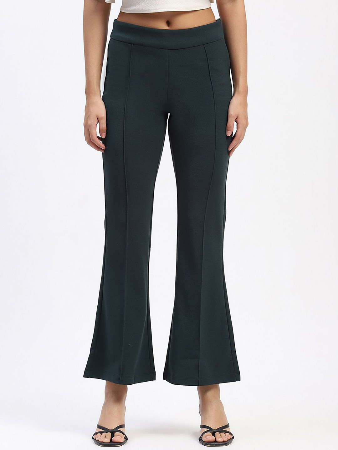 Madame Women Bootcut Solid Regular Trousers