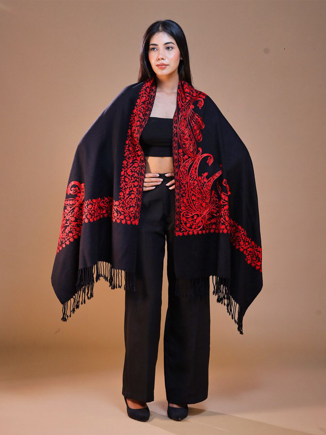 SWI Stylish Women Aari Embroidery Wool Stole