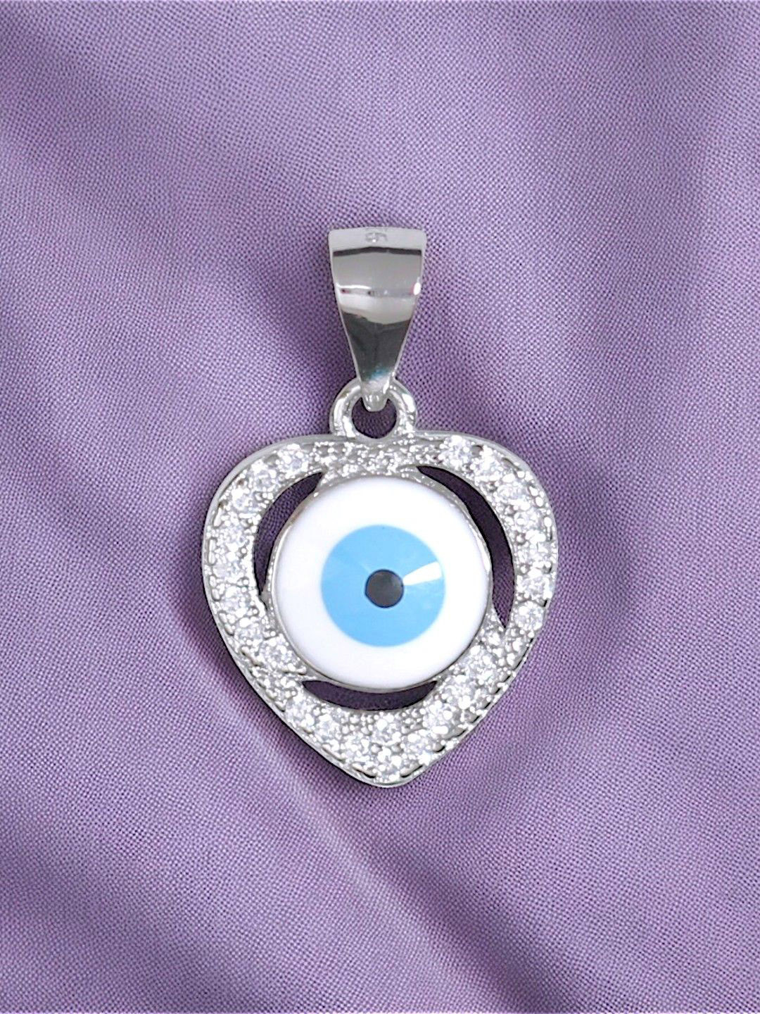 Taraash Rhodium-Plated 925 Sterling Silver Mother of Pearl Heart Shaped Pendant