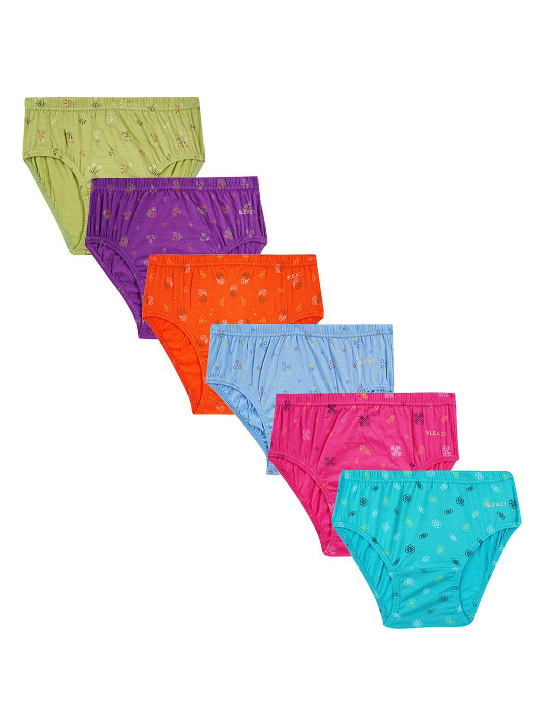 SLEAZY Pack Of 6 Printed Mid-Rise Basic Briefs-Light_Print_Panty_06_myn_75