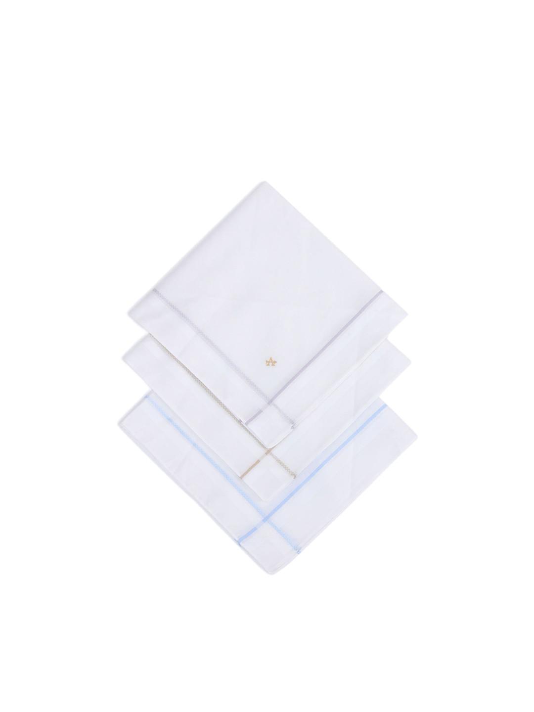Arrow Men Pack Of 3 Brand Logo Solid Pure Cotton Handkerchiefs