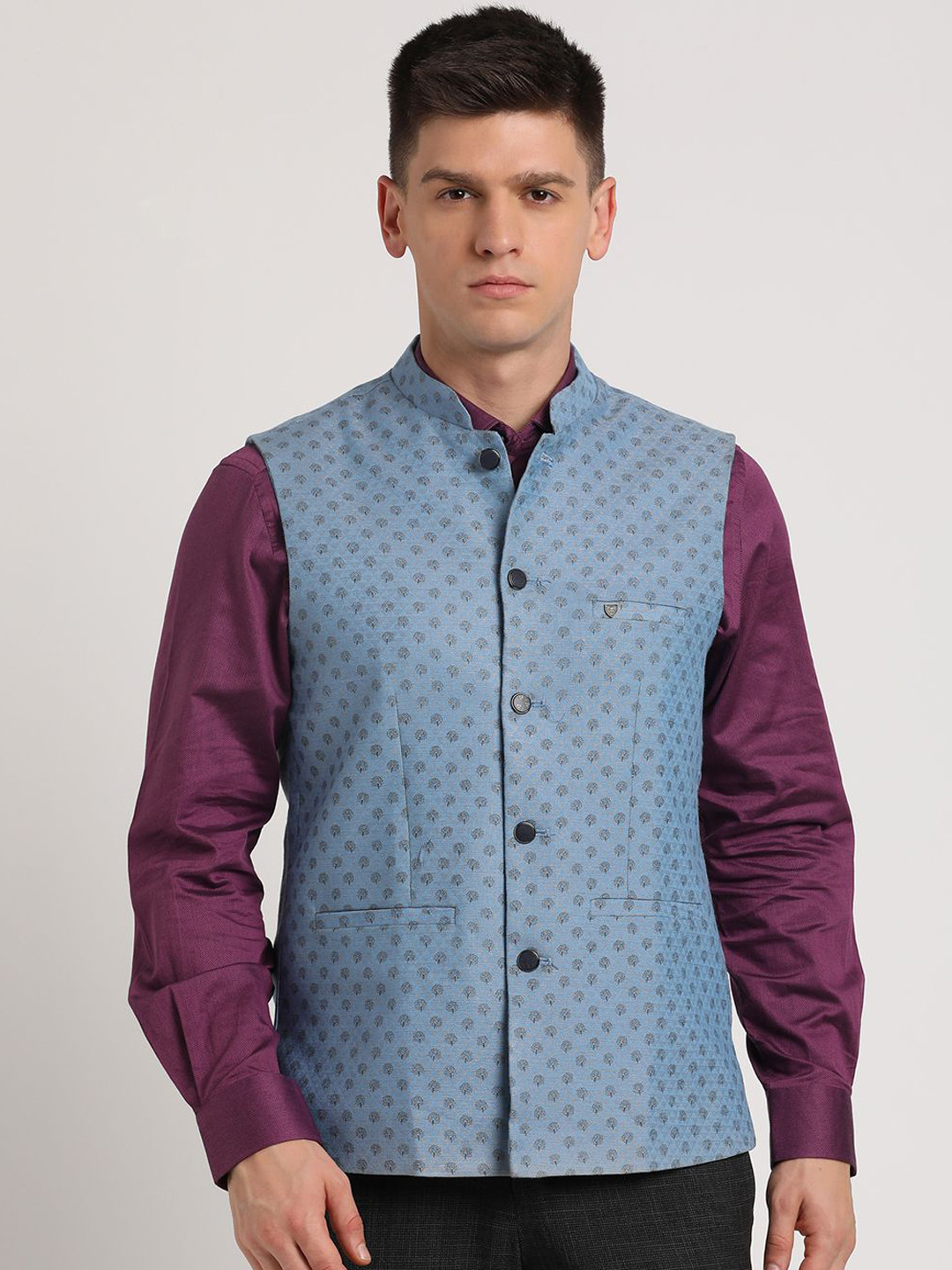 Turtle Men Printed Woven Button Closure Front open Nehru Jackets