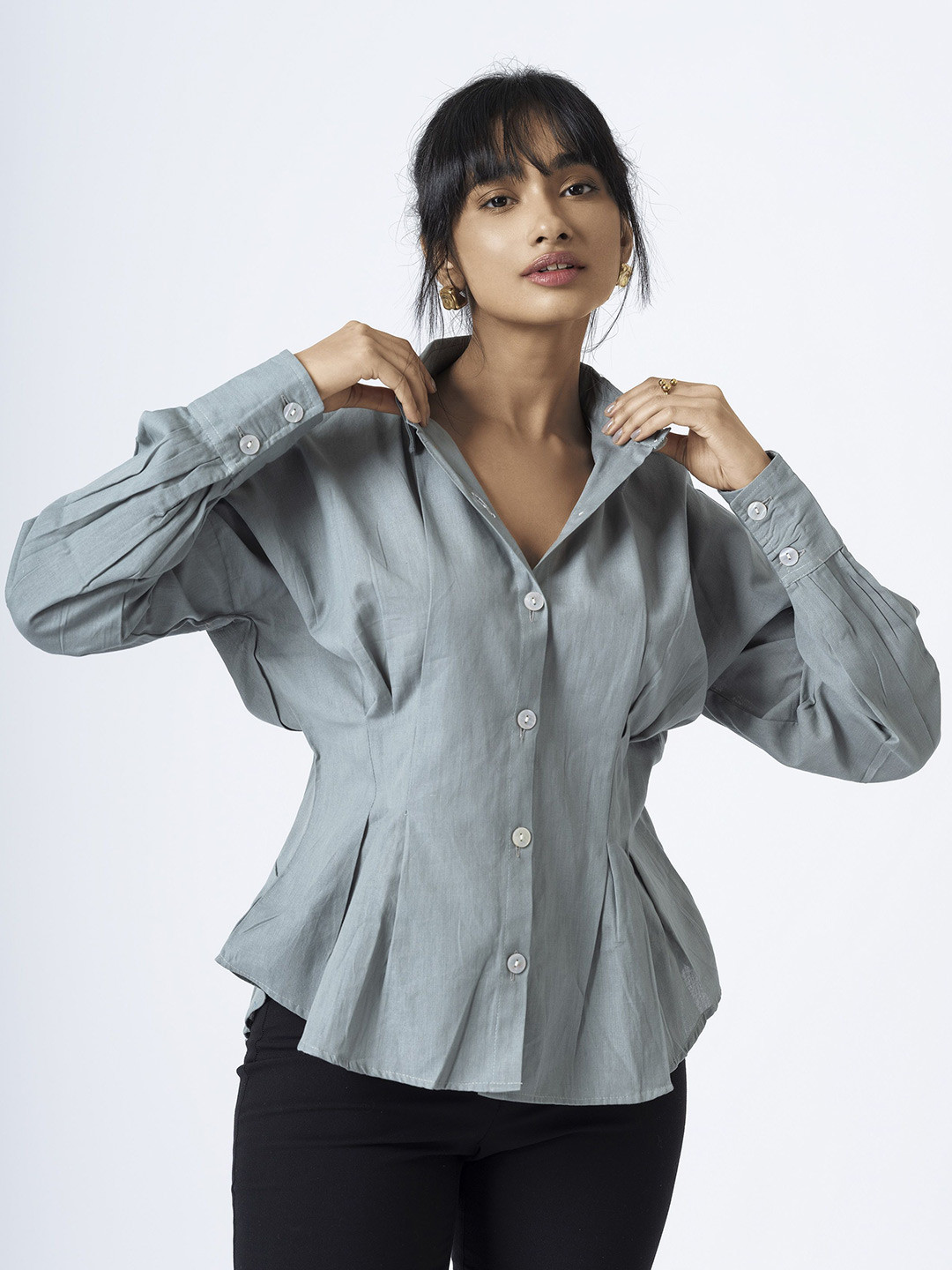 BOONS n PERKKS Women Standard Spread Collar Solid Cotton Semiformal Shirt