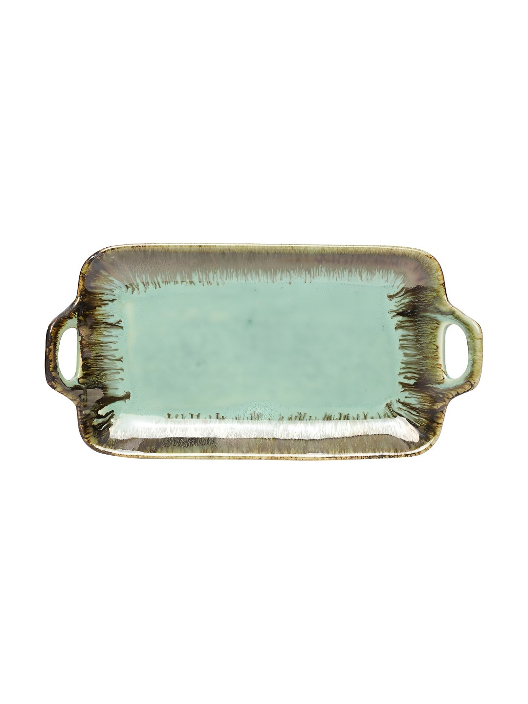 AMALAFIEE CERAMICS Brown & Green Ceramic Microwave Serving Tray