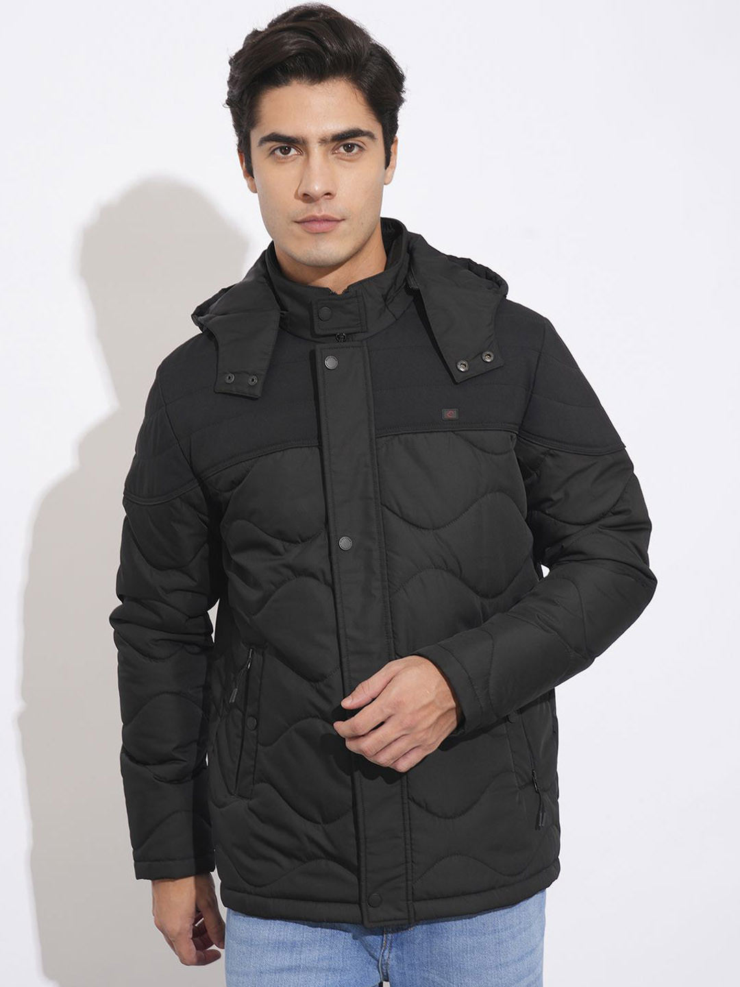 Being Human Men Cotton Black Long Sleeves Quilted Jacket