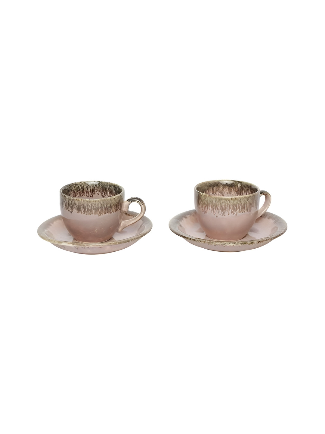 AMALAFIEE CERAMICS New Modern Design Pink Abstract Ceramic Microwave Safe 2 Piece Cup with 2 Saucer-240ml
