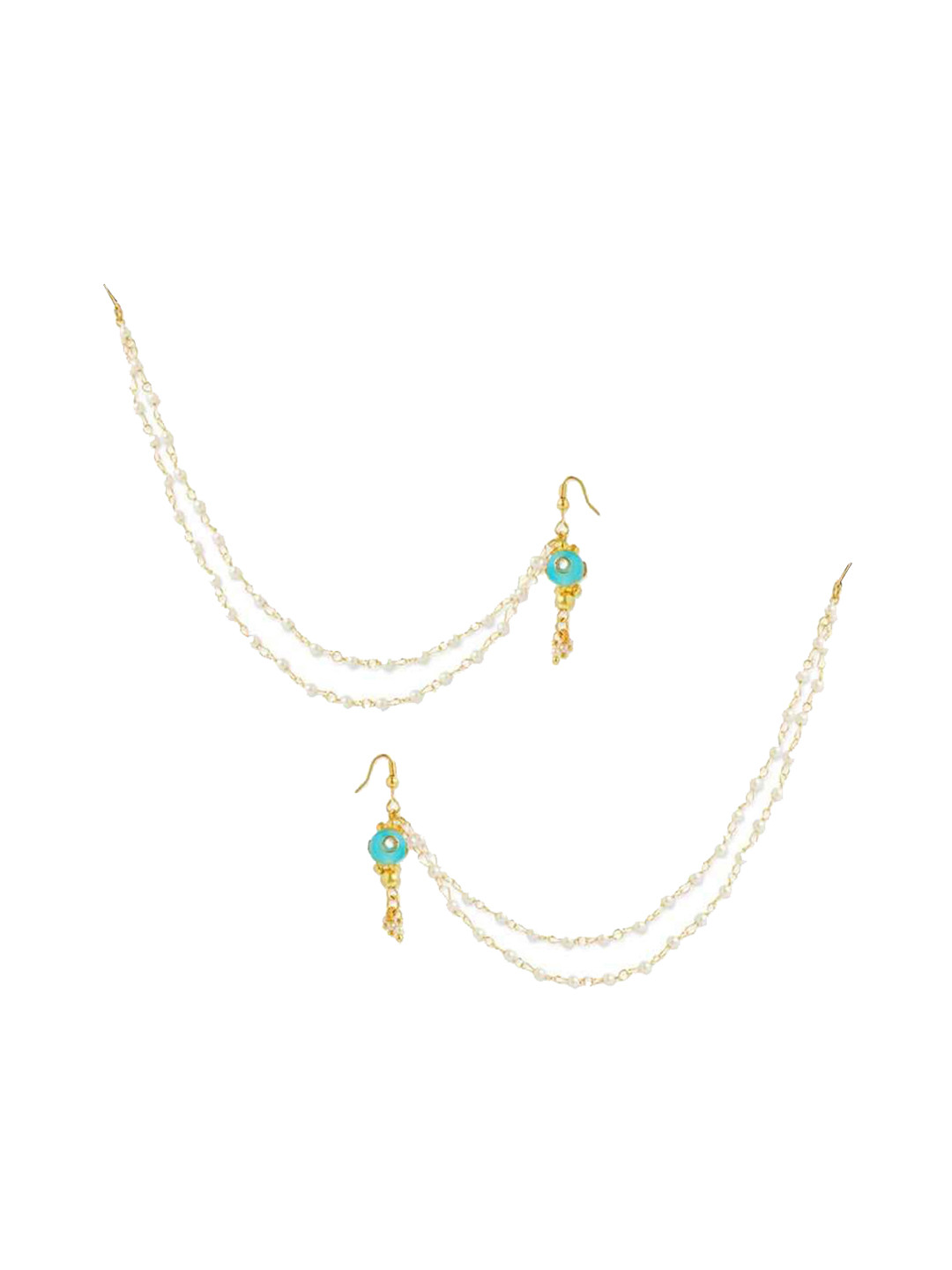 RIBBON CANDY Classic Drop Earrings With Beaded Ear Chain & Tic Tac Pins