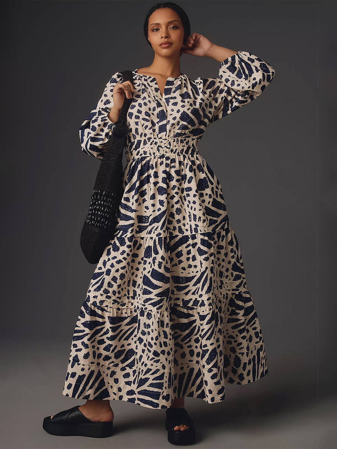 Roadster Animal Print Calf Length Fit and Flare Dress