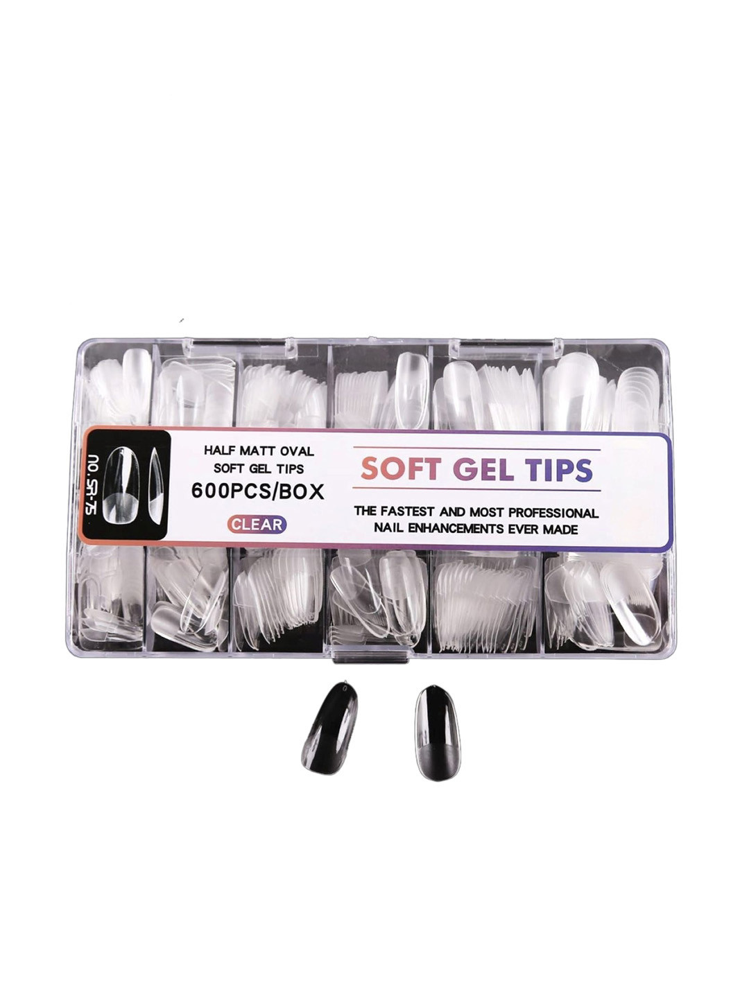 RANORE Set Of 600 Half Matte Oval Press On Artificial Nails - Transparent