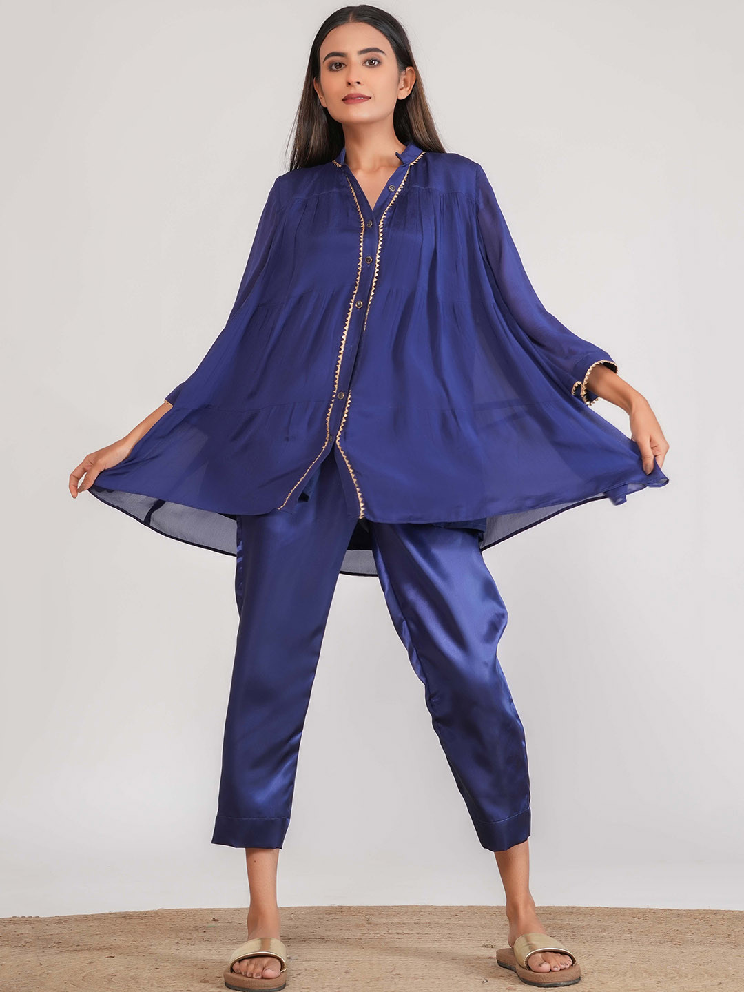 Salvia Sky Tiered Tunic with Trousers