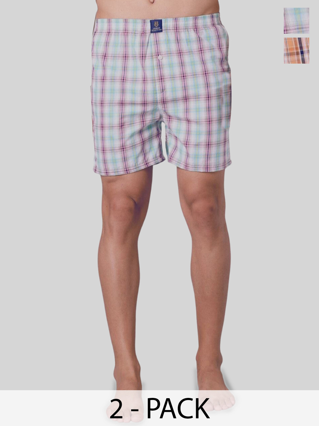 URBAN SCOTTISH  Cotton BoxersUSBS4850 Pack Of 2 Checked