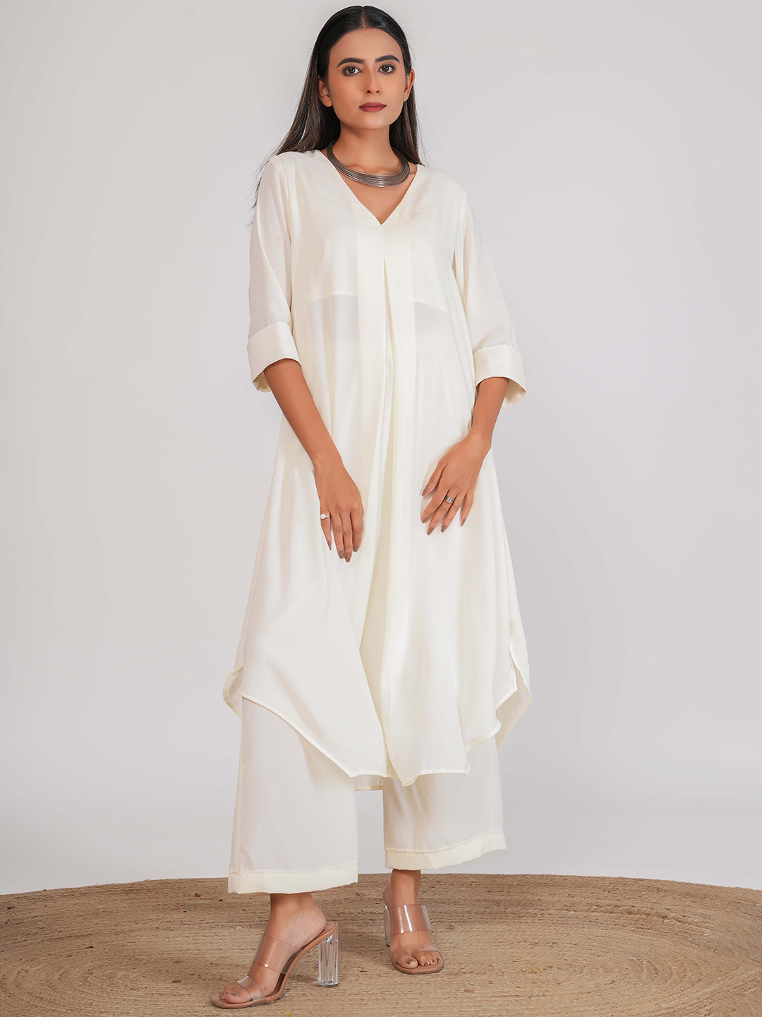 Salvia Sky Straight Kurta with Palazzos