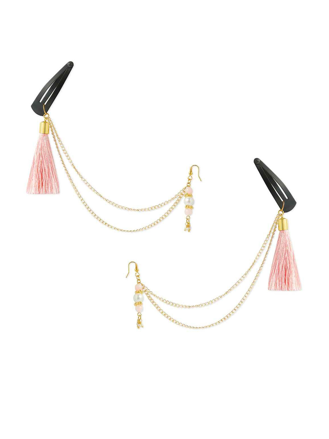 RIBBON CANDY Metal Artificial Beads Beaded Classic Ear Cuff Earrings