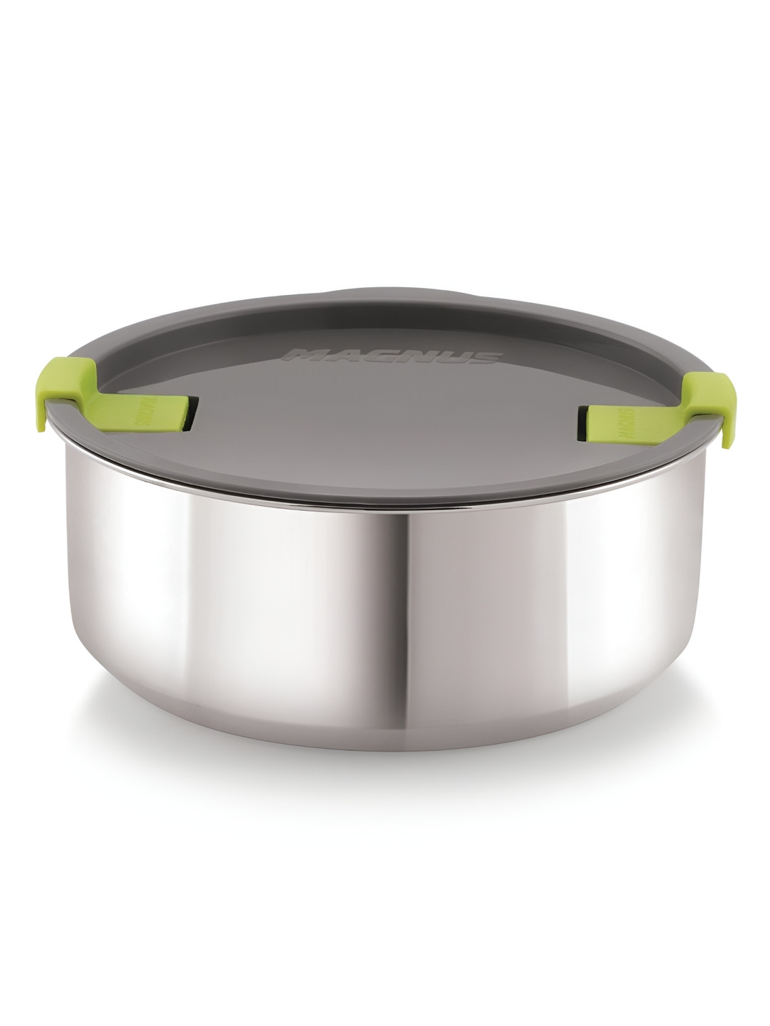 MAGNUS Airtight Leakproof Silver Solid Stainless Steel 1PCs Lunch Box With Spoon and Fork