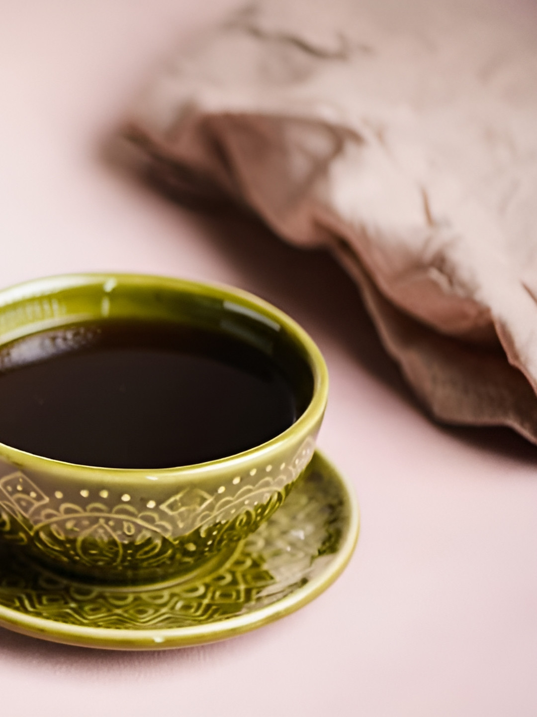 AMALAFIEE CERAMICS Green 2-Pieces Printed Ceramic Tea Set