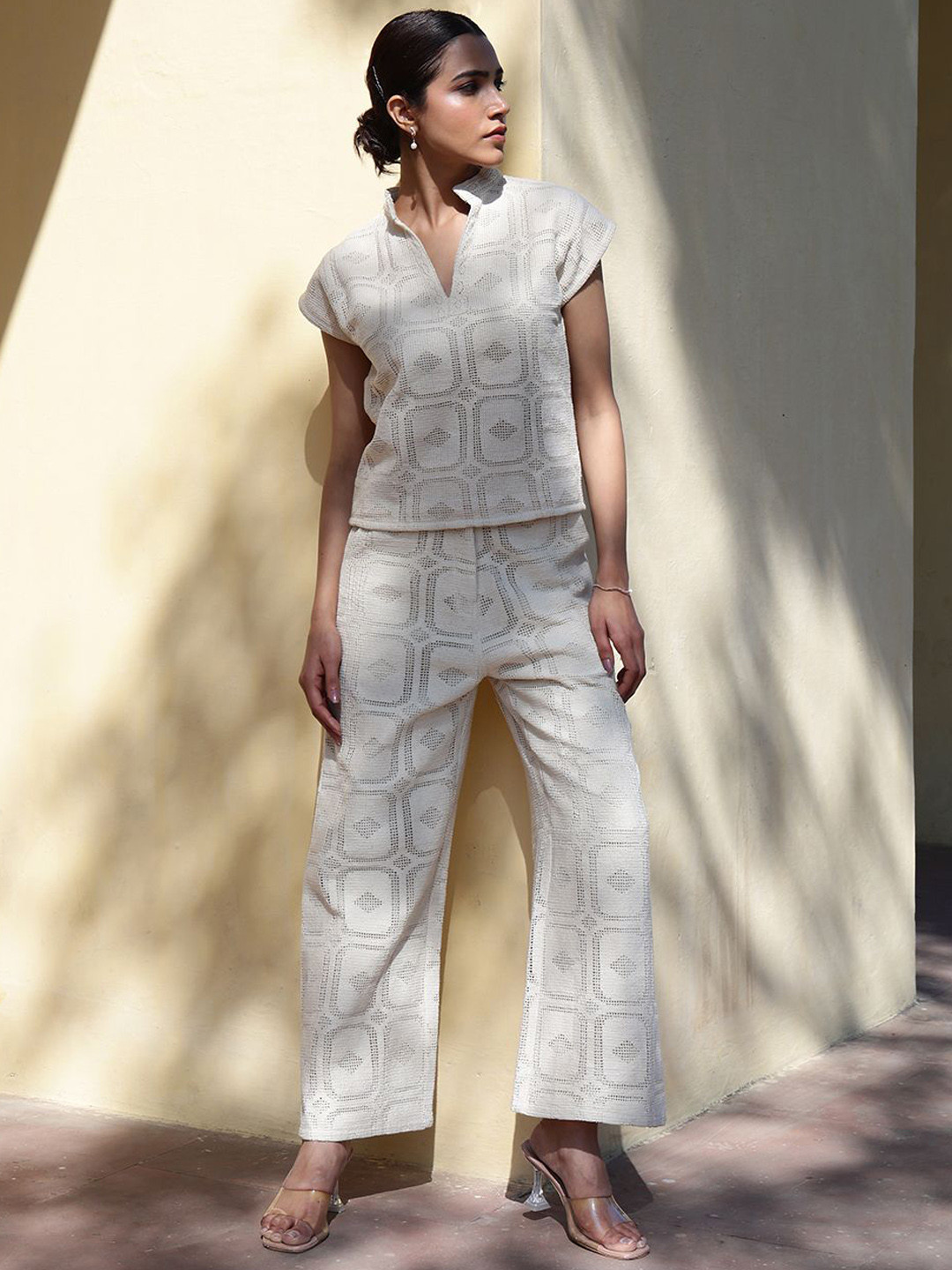 CUSTARD Woven Designed Top with Trousers