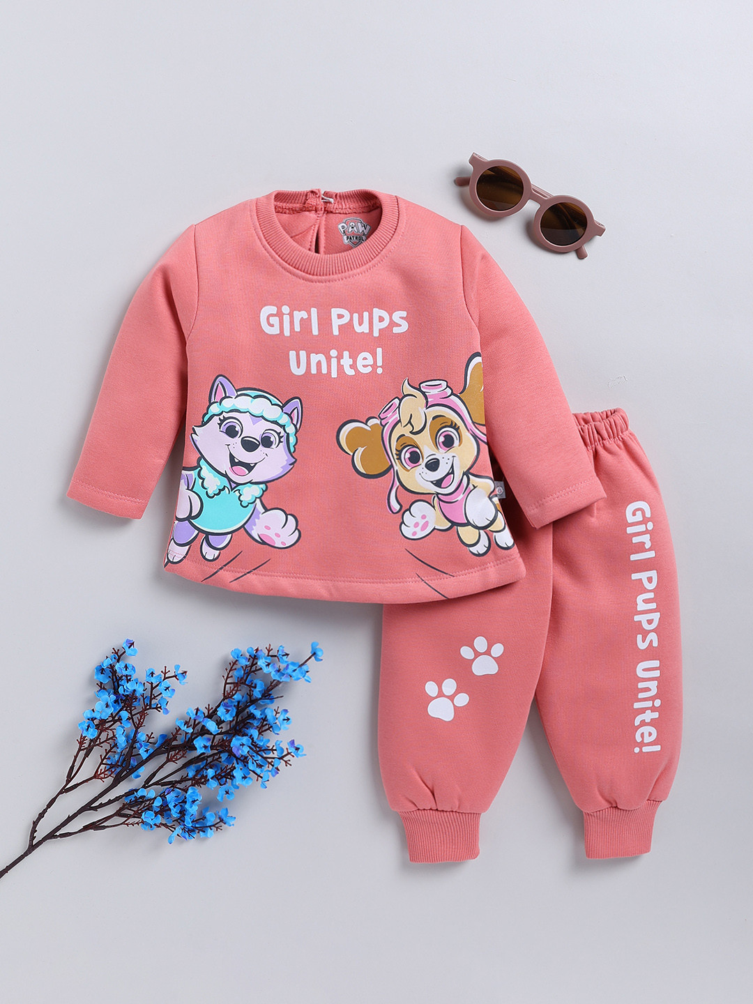 YK X Tinyo Infant Girls Pure Cotton Peppa Pig Printed Sweatshirt & Joggers