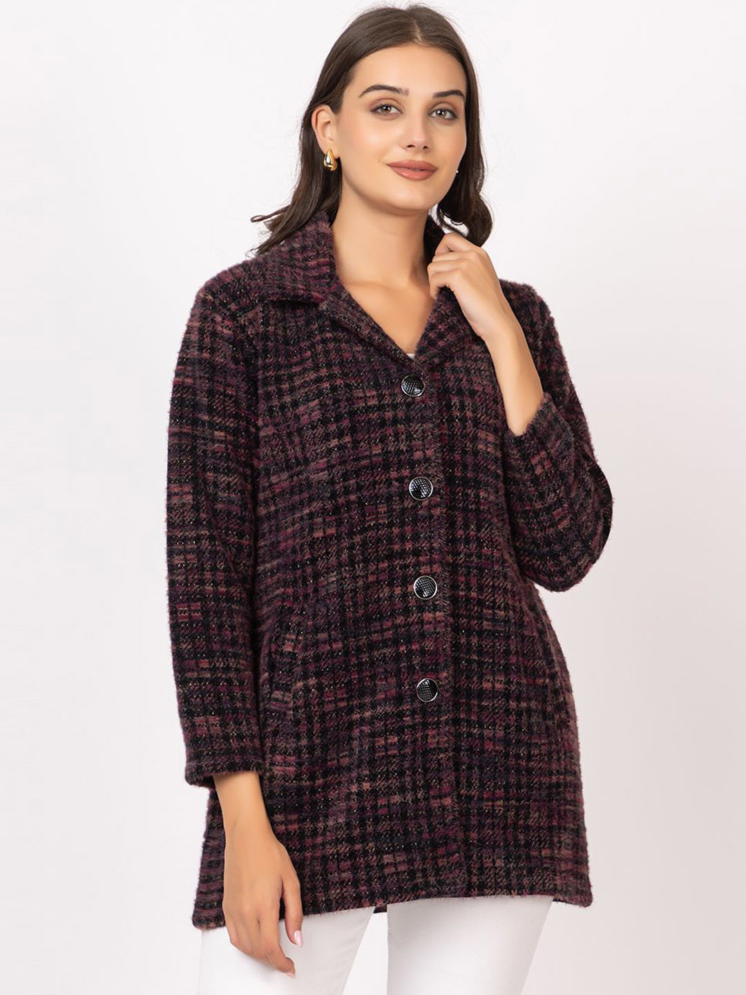 TWENTY ME Women Long Sleeves Notched Lapel Self-Designed Single-Breasted Longline Overcoat