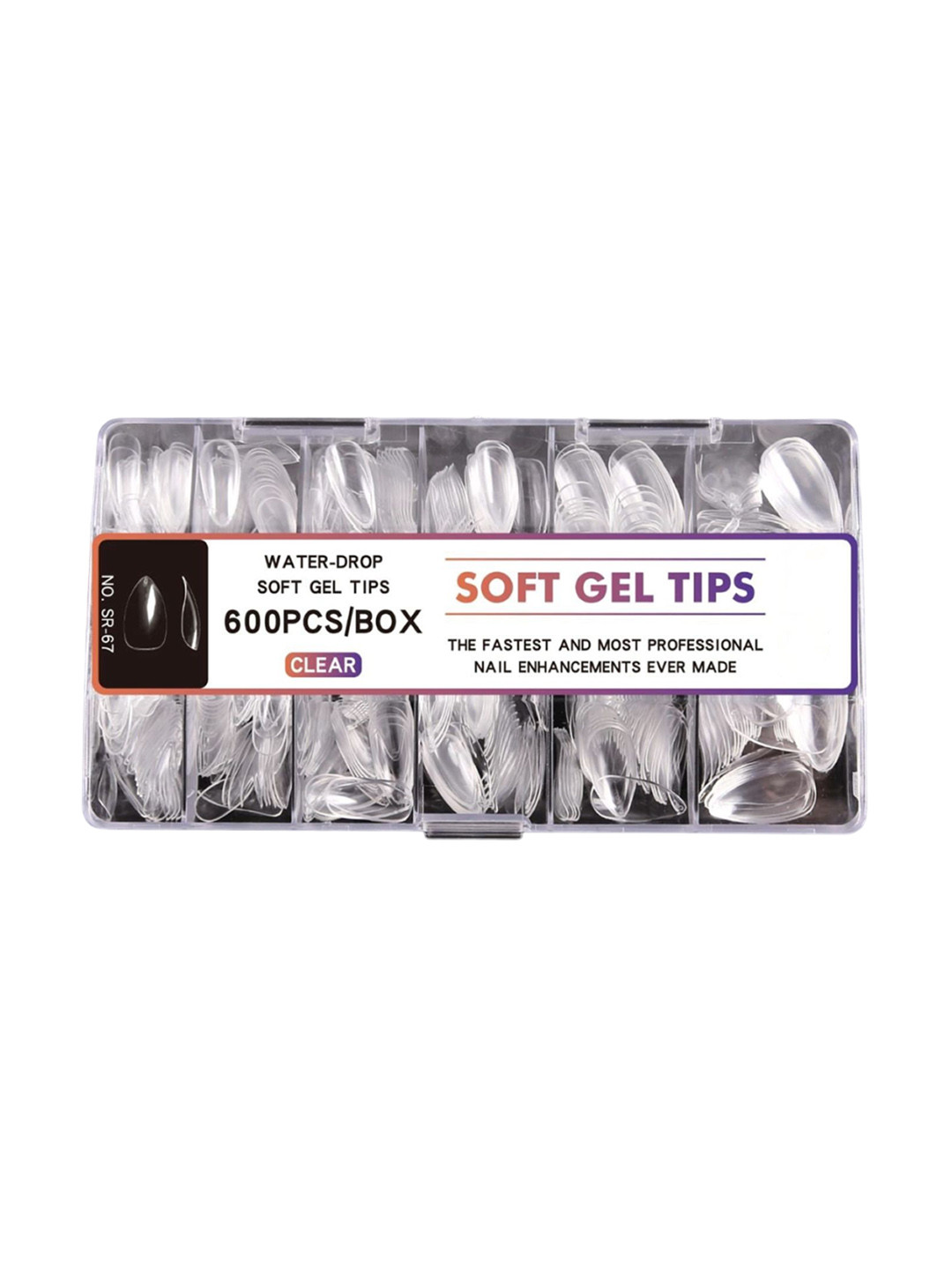 RANORE Set Of 600 Water Drop Press On Artificial Nails - Transparent