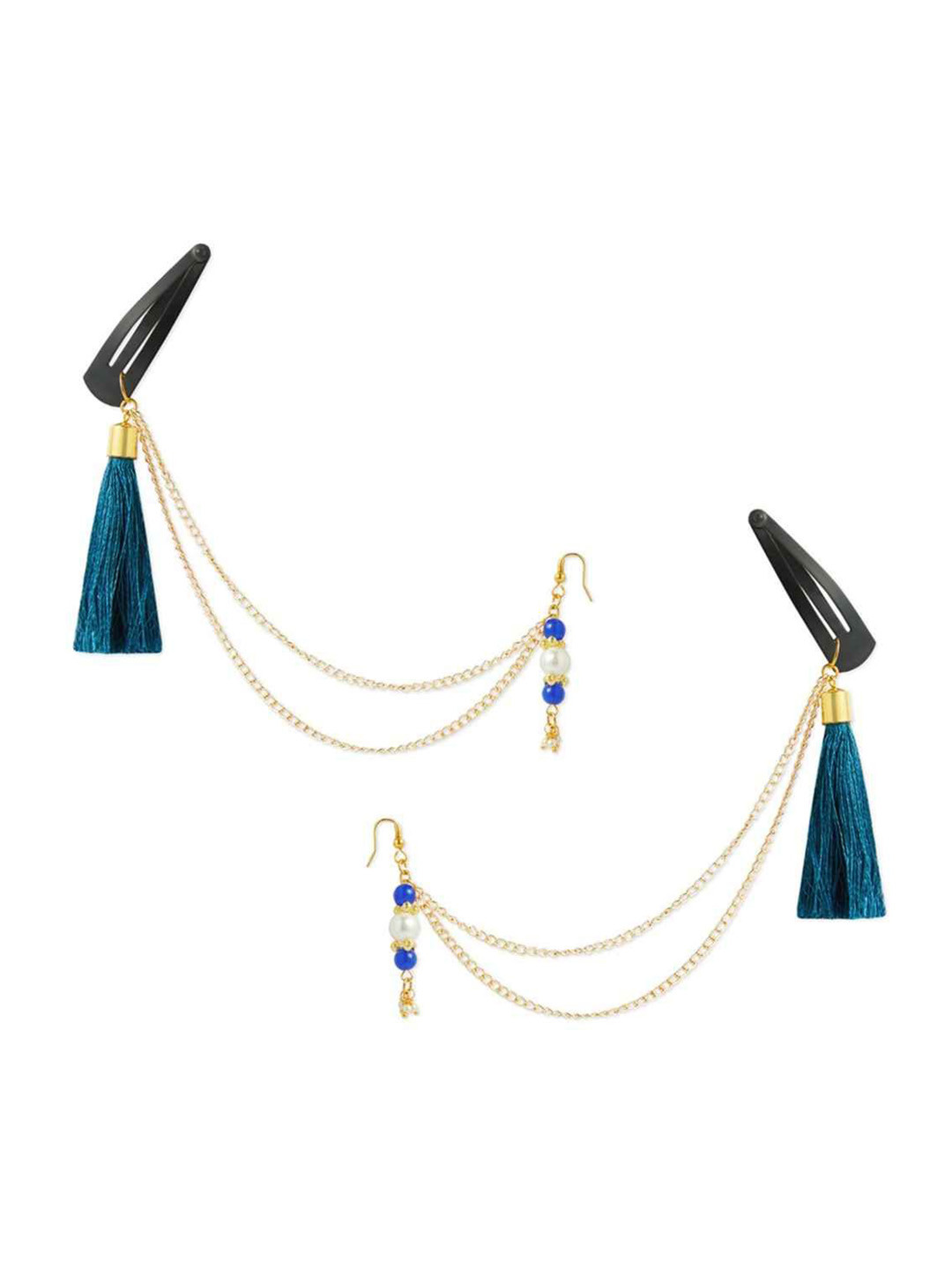 RIBBON CANDY Artificial Beads Drop Earrings with Chain