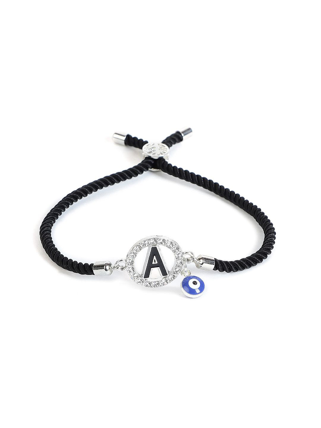 EL REGALO Unisex A Letter Stone Studded Charm Bracelet