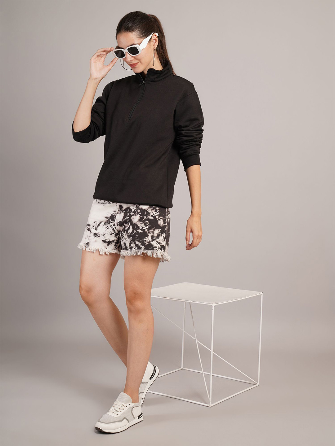 Kushi Flyer Women Solid Pullover Ribbed Sweatshirt