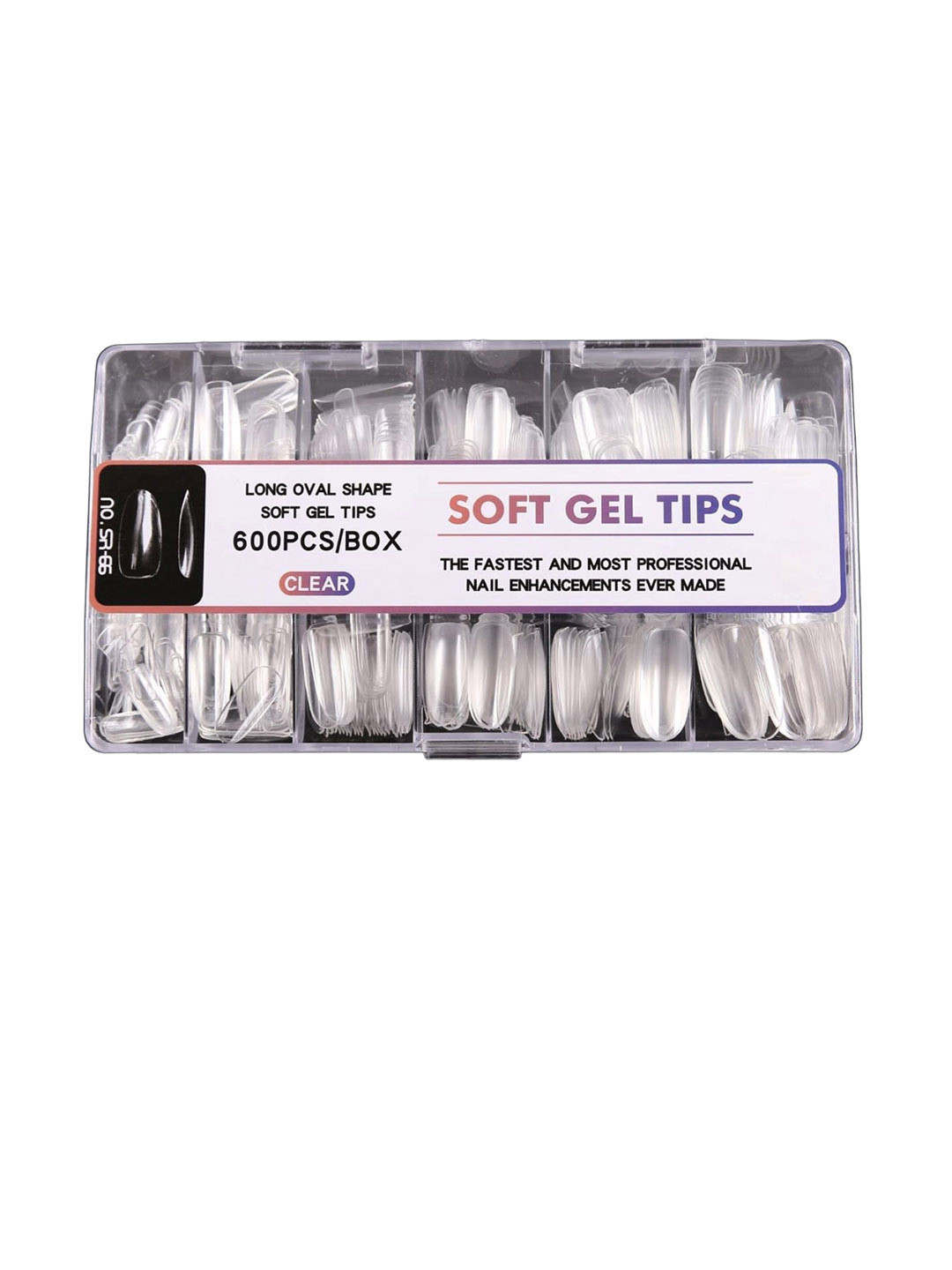 RANORE Set Of 600 Long Oval Shape Press On Artificial Nails - Transparent