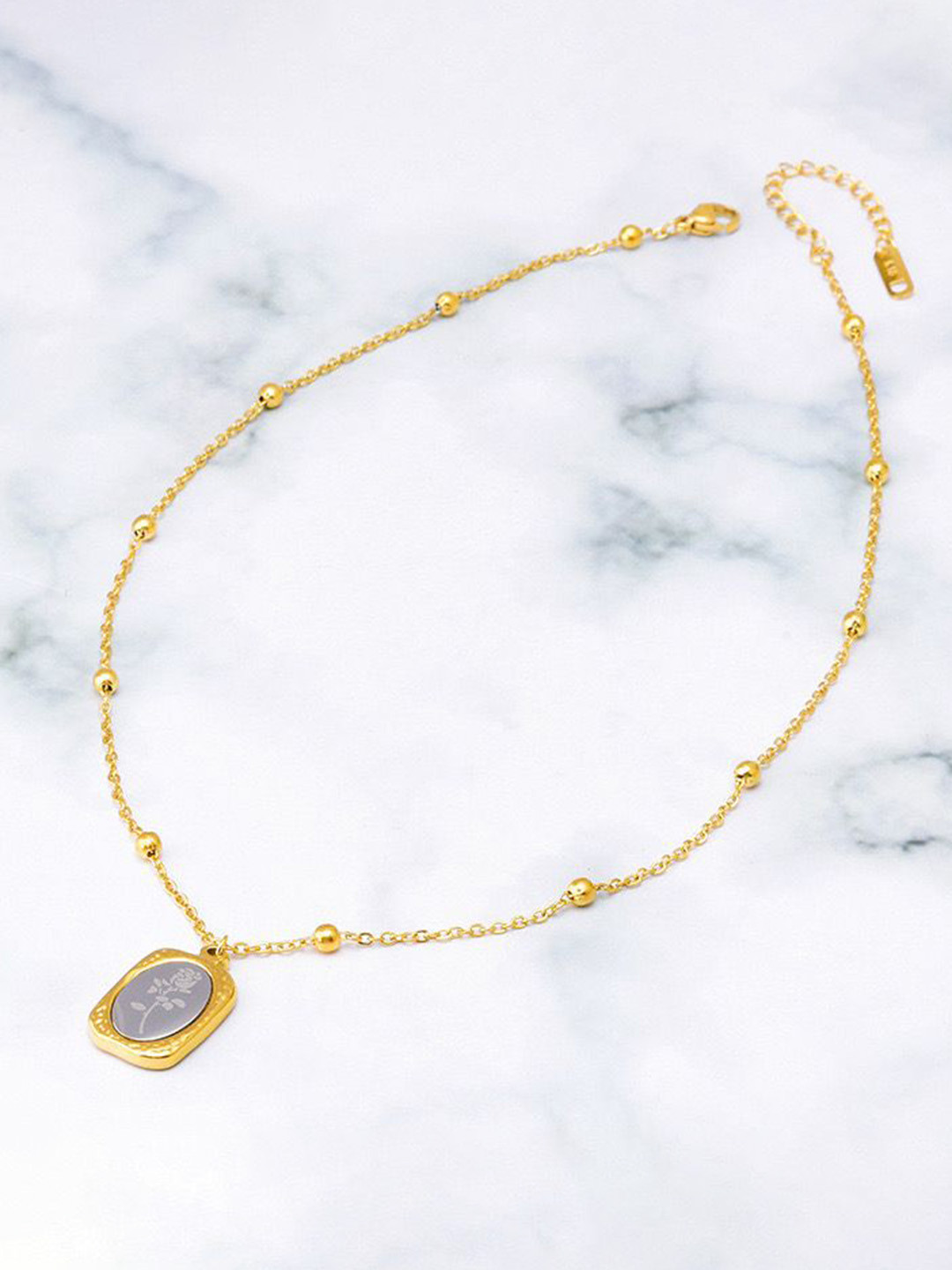 MYKI Gold-Plated Stainless Steel Quirky Pendans With Chain