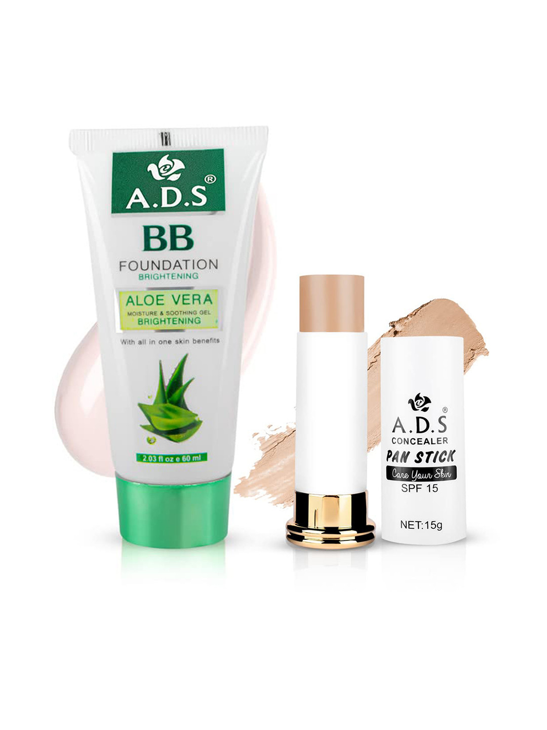 A.D.S Set Of 2 Flawless Finish Foundation & Concealer Duo Makeup Combo-Shade 01