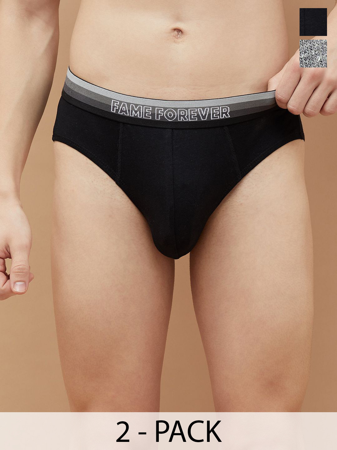 Fame Forever by Lifestyle Men Pack Of 2 Cotton Basic Briefs 1000011085742-MULTI