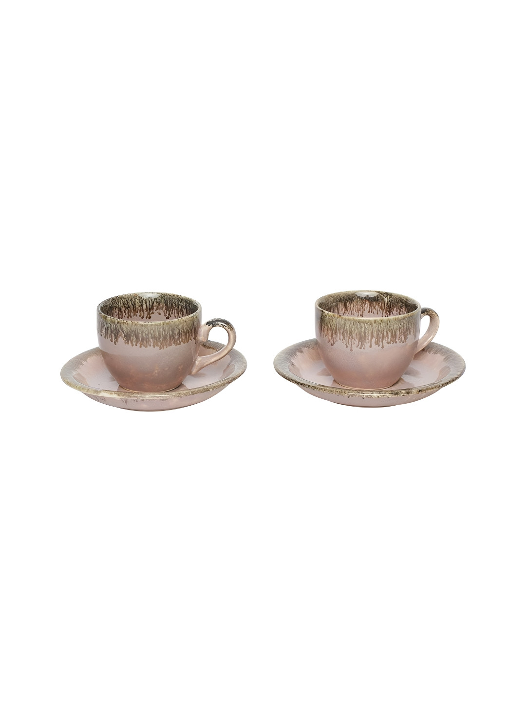 AMALAFIEE CERAMICS Gold Series Pink Abstract Ceramic Handmade 6 Piece Cups-240ml