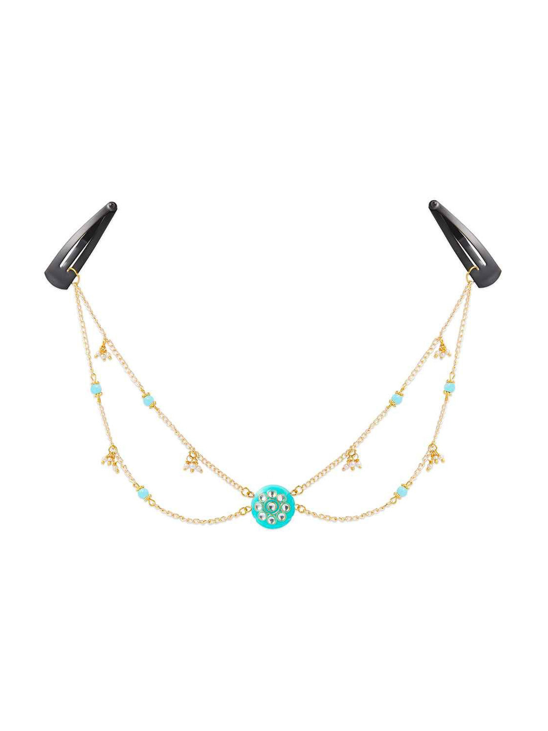 RIBBON CANDY Stones Studded & Beaded Maang Tikka