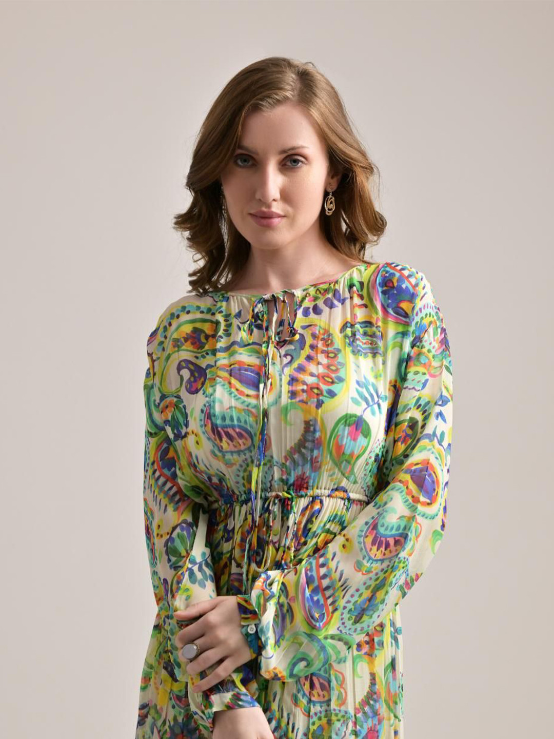 The Samoa Paisley Printed Georgette Maxi Dress