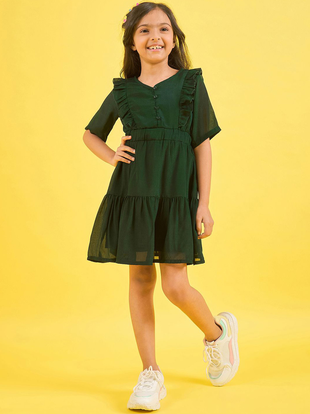Stylo Bug Girld Solid Fit & Flare Dress