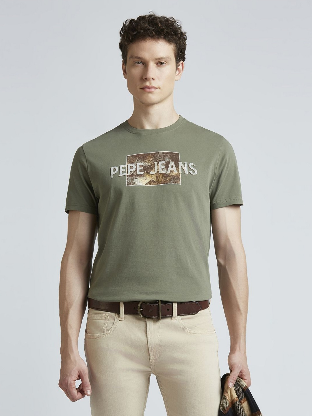 Pepe Jeans Men Brand Logo Printed Round Neck Pure Cotton Slim Fit T-shirt