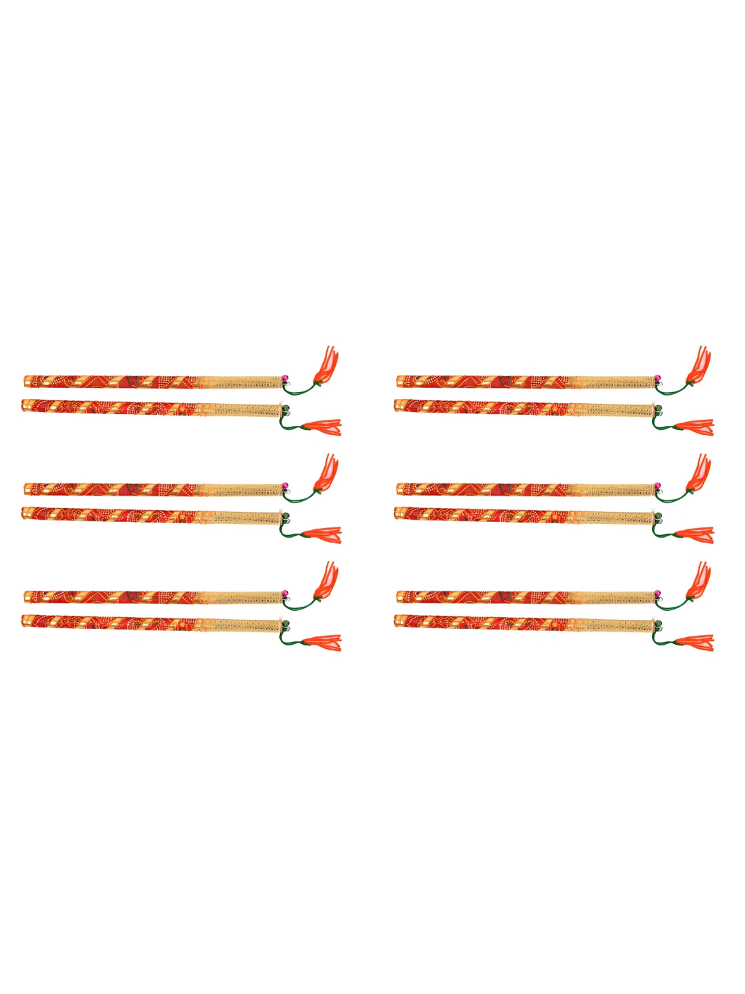 BAISA 6-Pair Red & Green Laced Dandiya Sticks