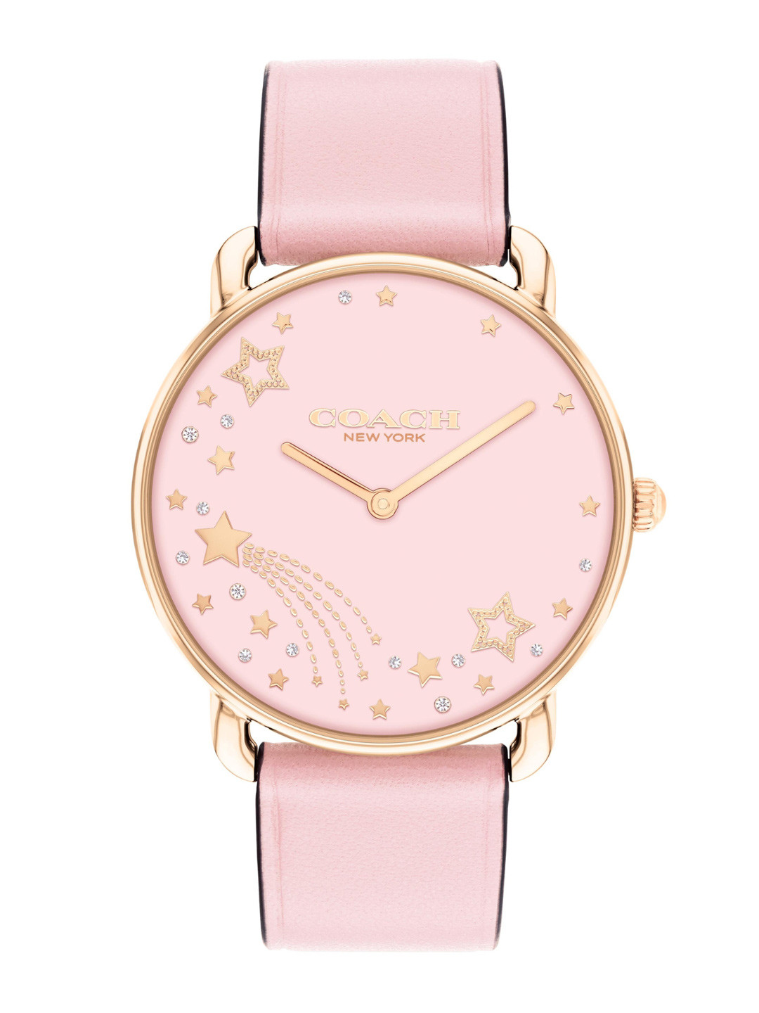 Coach Women Elliot Embellished Dial & Leather Straps Analogue Watch 14504379
