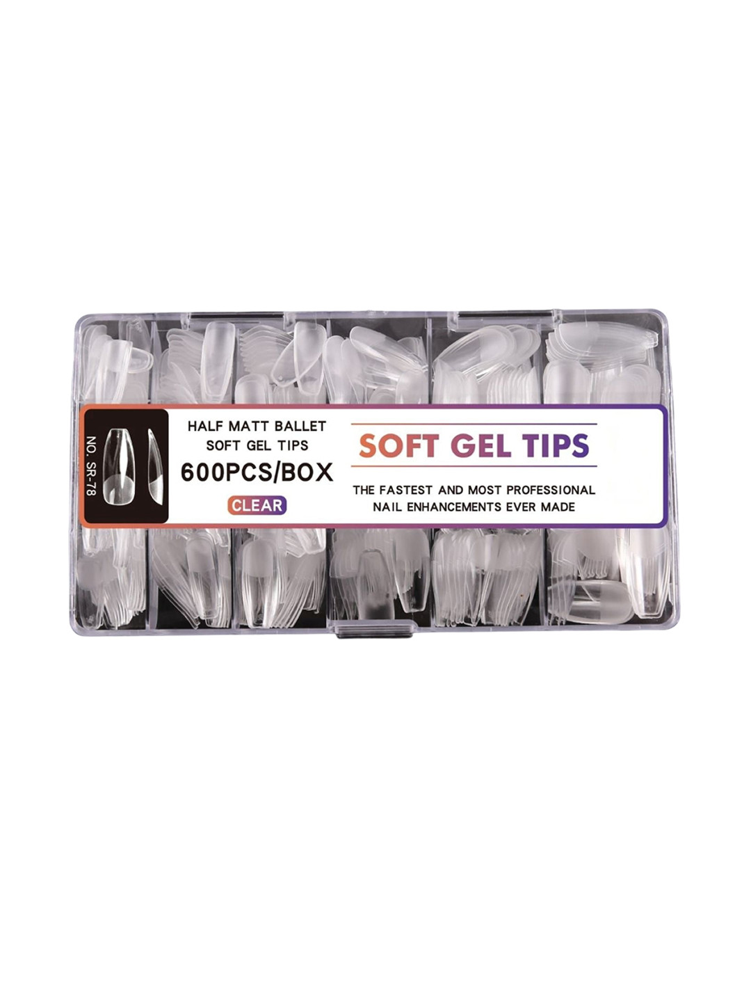 RANORE Set Of 600 Half Matte Ballet Press On Artificial Nails - Transparent